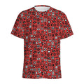 Red Adinkra Tribe Symbols Print Men's Athletic T-Shirt