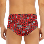 Red Adinkra Tribe Symbols Print Men's Triangle Swim Briefs