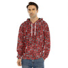 Red Adinkra Tribe Symbols Print Men's Velvet Pullover Hoodie