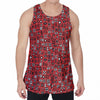 Red Adinkra Tribe Symbols Print Men's Velvet Tank Top