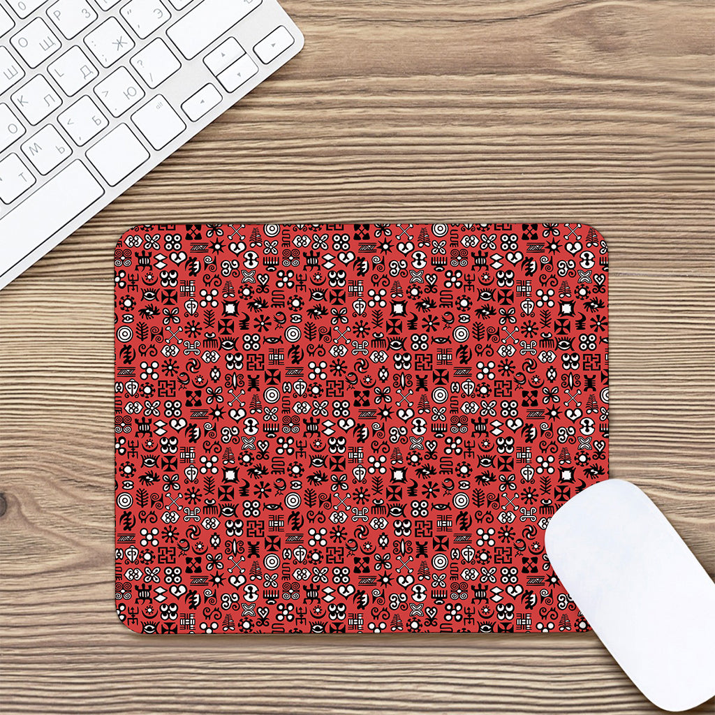 Red Adinkra Tribe Symbols Print Mouse Pad