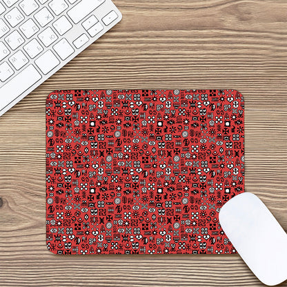 Red Adinkra Tribe Symbols Print Mouse Pad