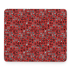 Red Adinkra Tribe Symbols Print Mouse Pad