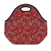 Red Adinkra Tribe Symbols Print Neoprene Lunch Bag