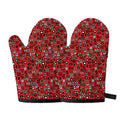 Red Adinkra Tribe Symbols Print Oven Mitts