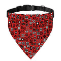 Red Adinkra Tribe Symbols Print Over The Collar Dog Bandana