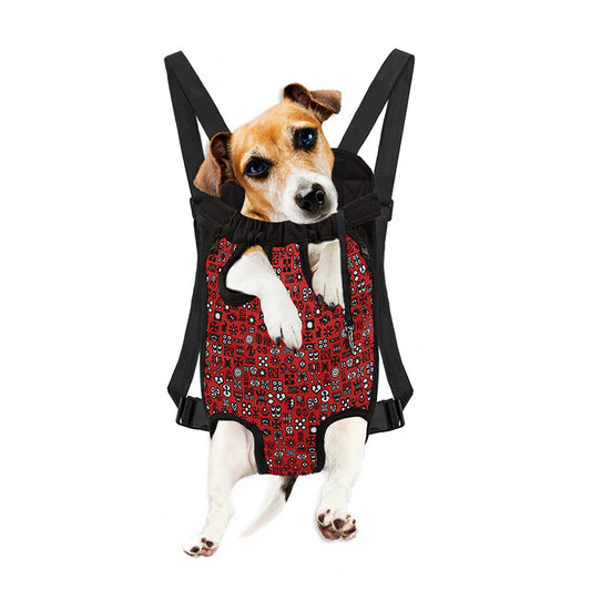 Red Adinkra Tribe Symbols Print Pet Carrier Backpack