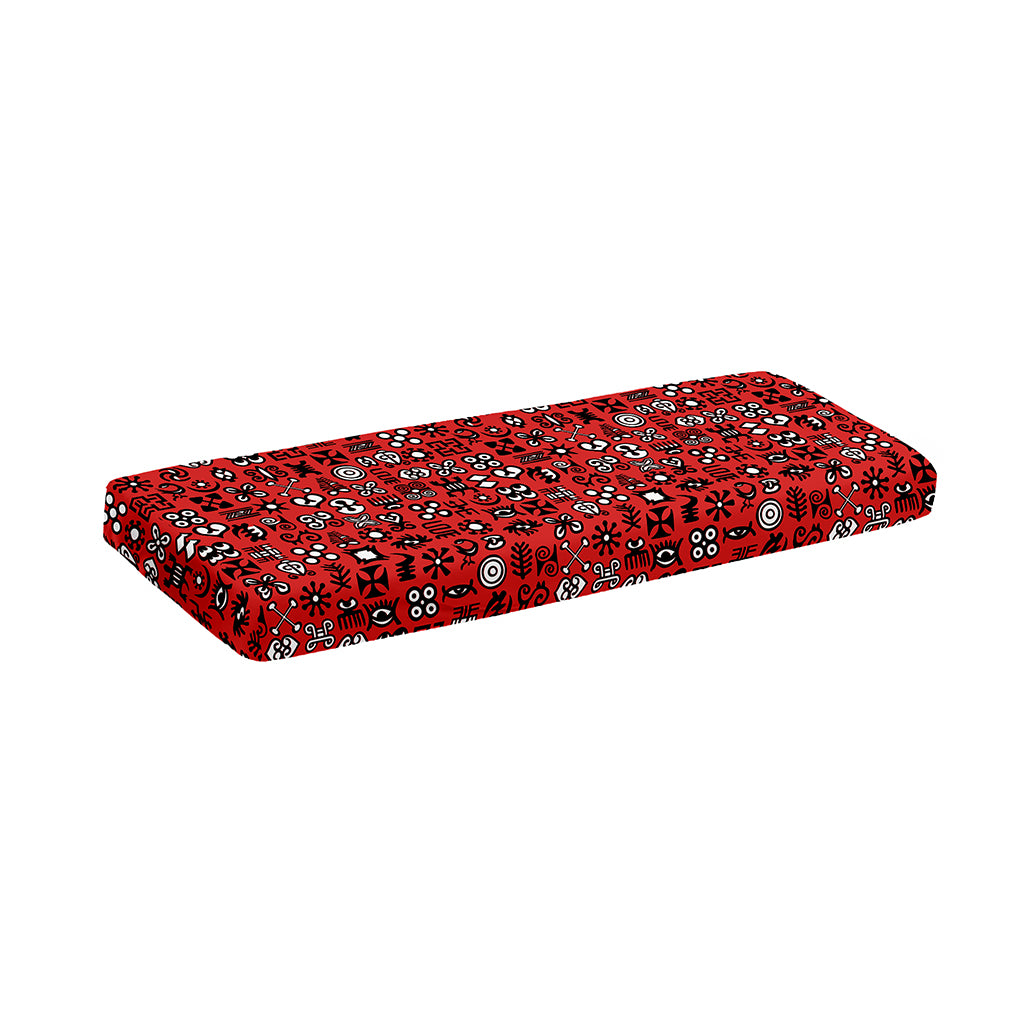 Red Adinkra Tribe Symbols Print Piano Keyboard Cover