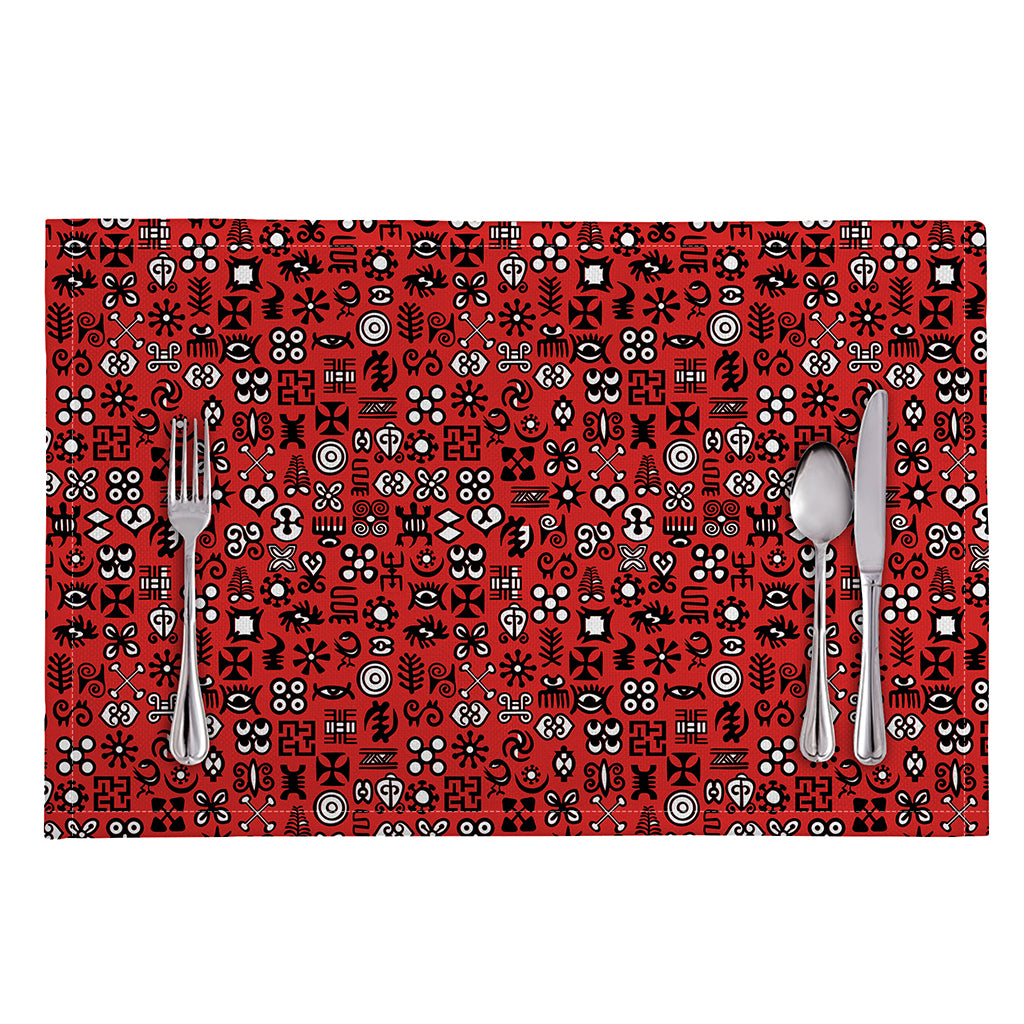 Red Adinkra Tribe Symbols Print Placemat