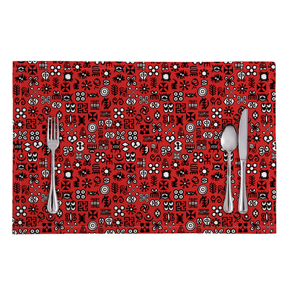 Red Adinkra Tribe Symbols Print Placemat