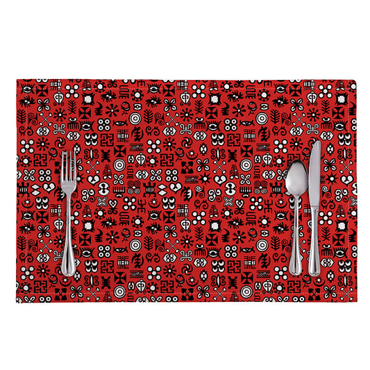 Red Adinkra Tribe Symbols Print Placemat