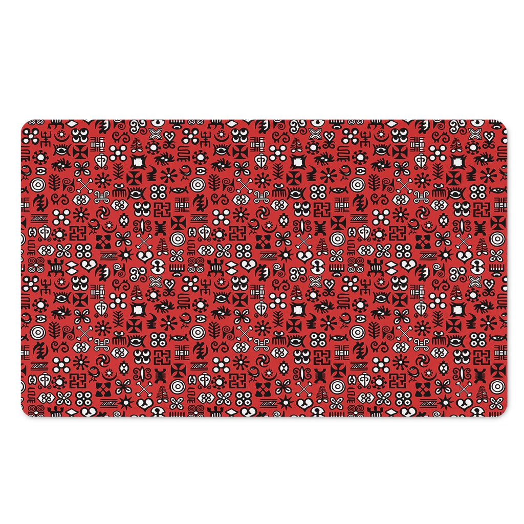 Red Adinkra Tribe Symbols Print Polyester Doormat