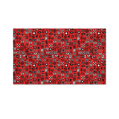 Red Adinkra Tribe Symbols Print Polyester Flag