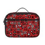 Red Adinkra Tribe Symbols Print Portable Lunch Bag