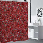 Red Adinkra Tribe Symbols Print Premium Shower Curtain