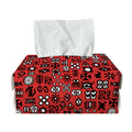 Red Adinkra Tribe Symbols Print Rectangle Tissue Box Cover