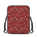 Red Adinkra Tribe Symbols Print Rectangular Crossbody Bag