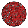 Red Adinkra Tribe Symbols Print Round Floor Mat
