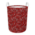 Red Adinkra Tribe Symbols Print Round Laundry Basket