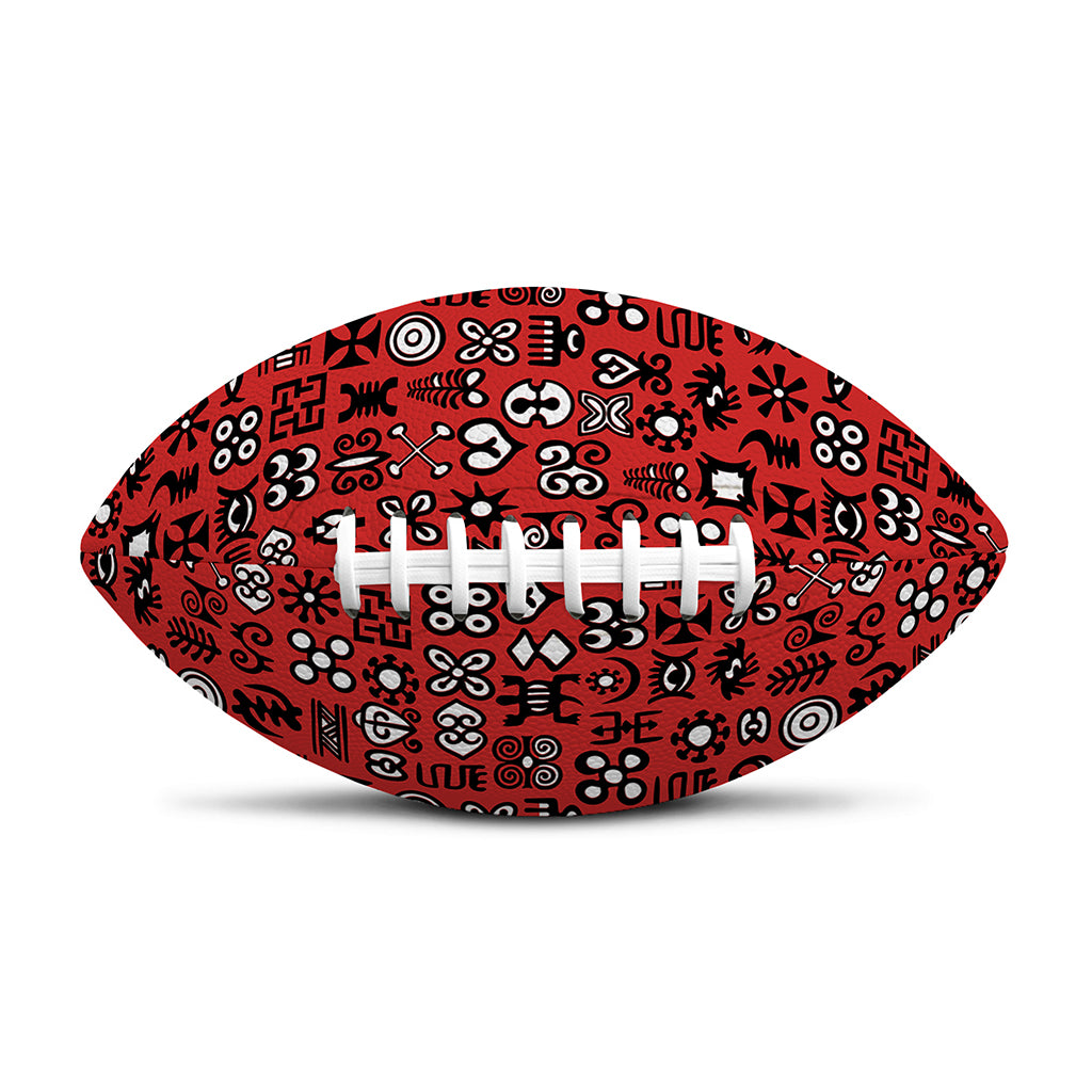 Red Adinkra Tribe Symbols Print Rugby Ball