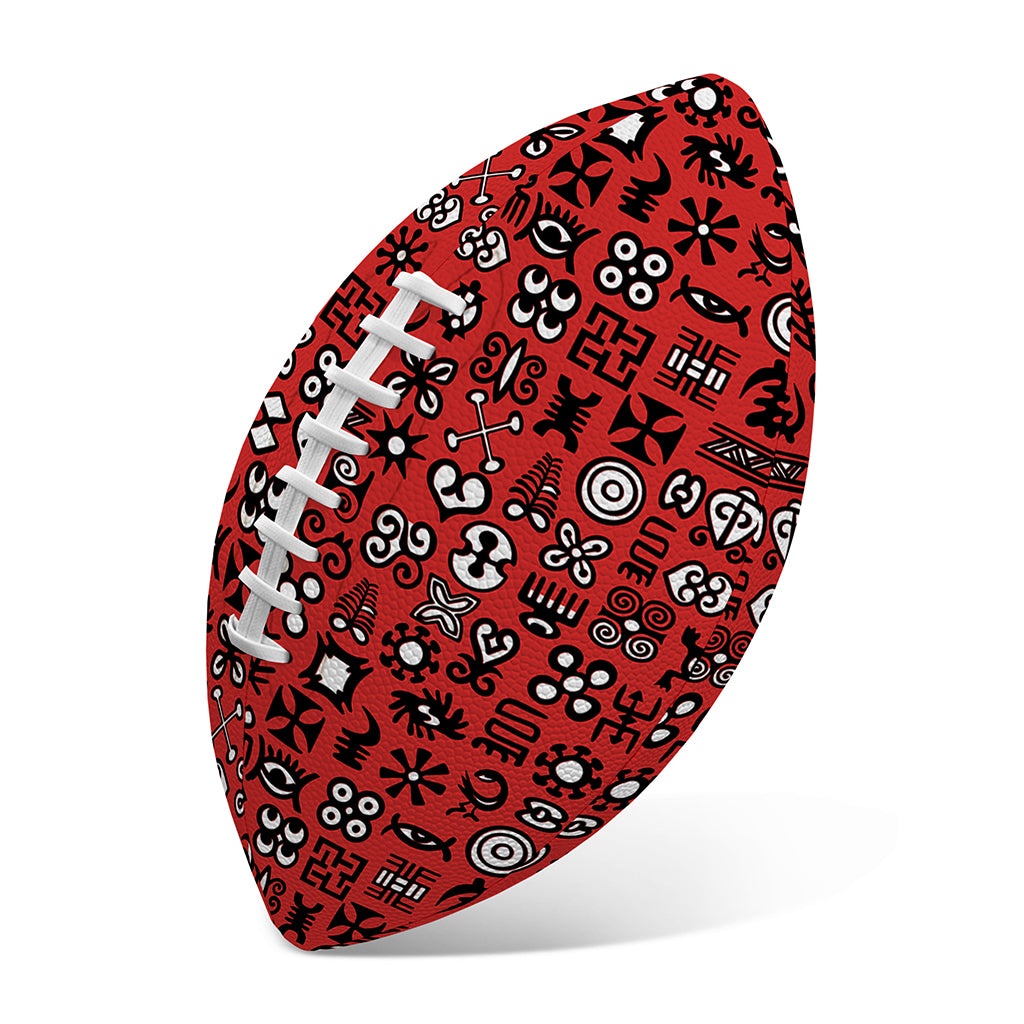Red Adinkra Tribe Symbols Print Rugby Ball