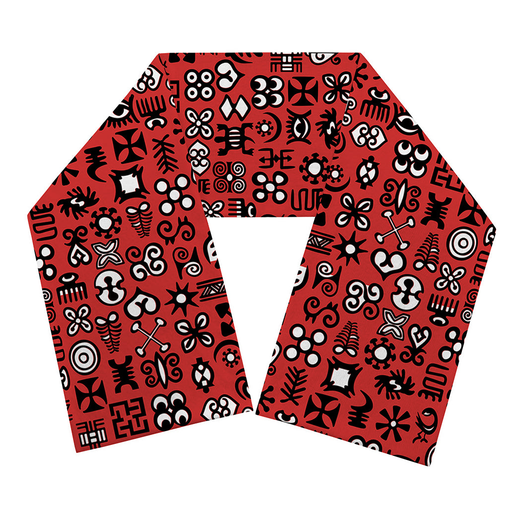 Red Adinkra Tribe Symbols Print Scarf