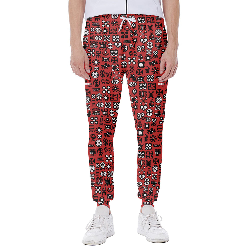 Red Adinkra Tribe Symbols Print Scuba Joggers