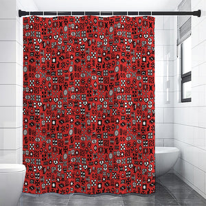 Red Adinkra Tribe Symbols Print Shower Curtain