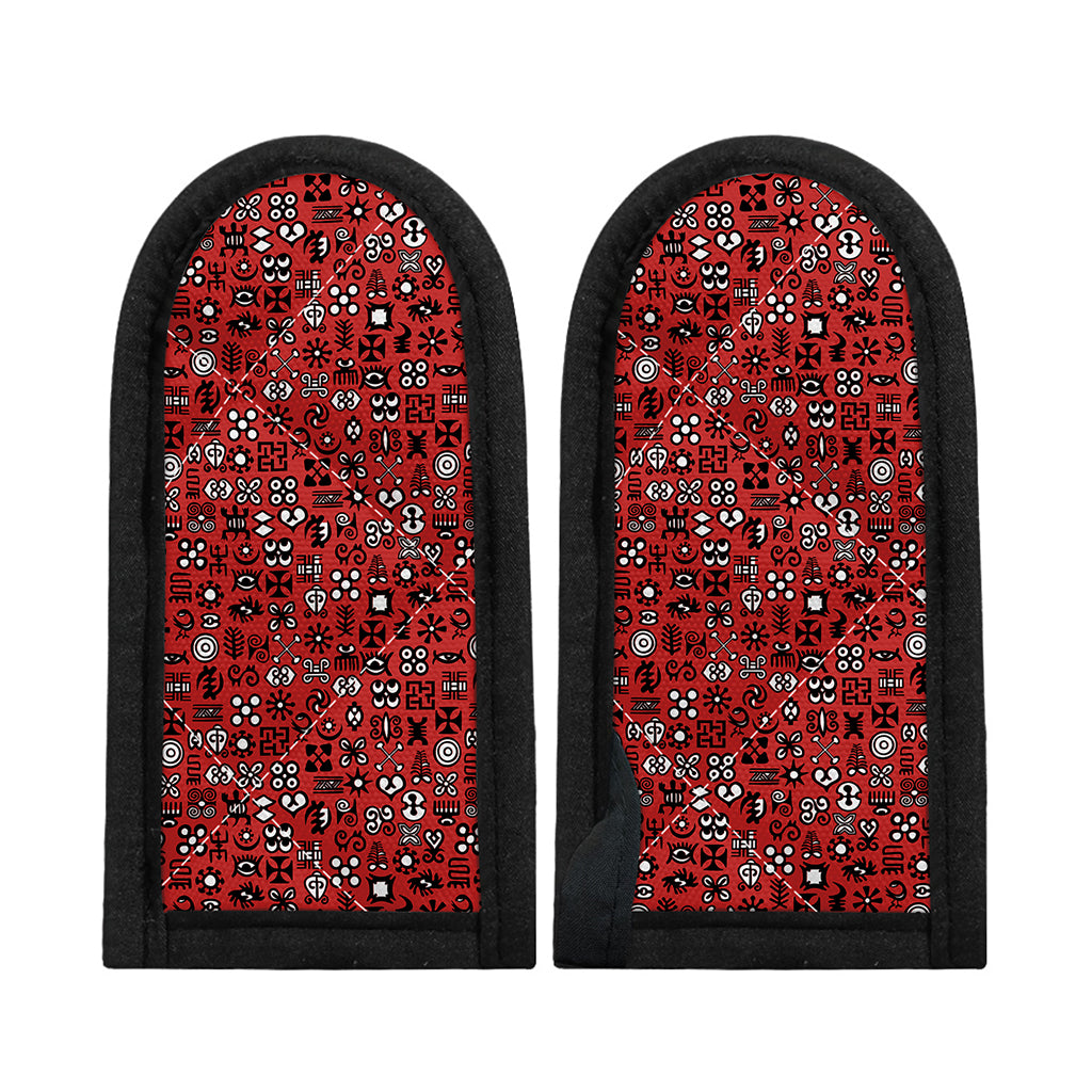 Red Adinkra Tribe Symbols Print Skillet Handle Cover