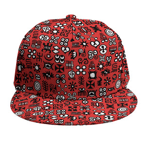 Red Adinkra Tribe Symbols Print Snapback Cap