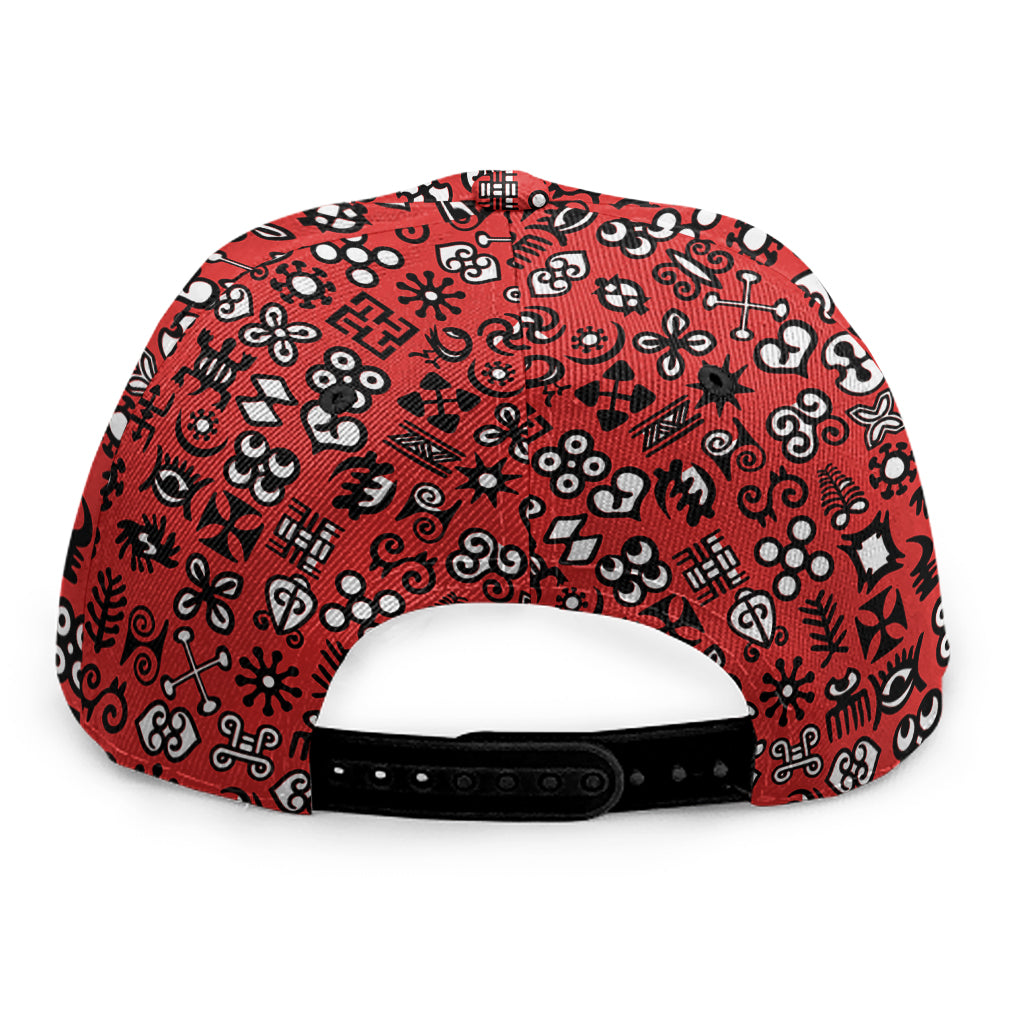 Red Adinkra Tribe Symbols Print Snapback Cap