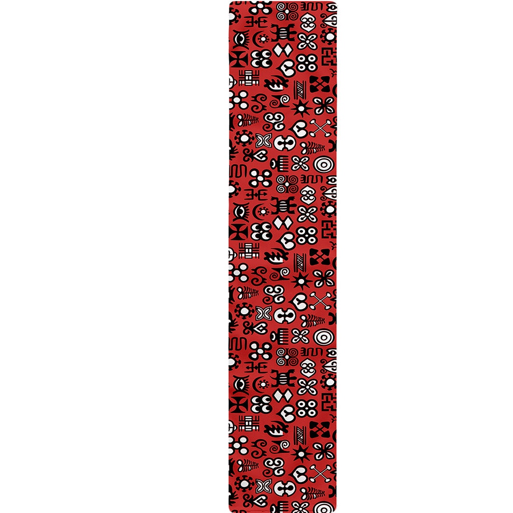 Red Adinkra Tribe Symbols Print Table Runner