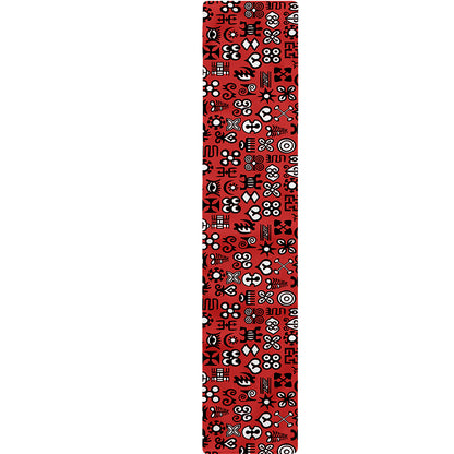 Red Adinkra Tribe Symbols Print Table Runner