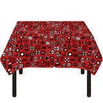 Red Adinkra Tribe Symbols Print Tablecloth