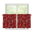 Red Adinkra Tribe Symbols Print Tier Curtains
