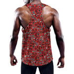 Red Adinkra Tribe Symbols Print Training Tank Top