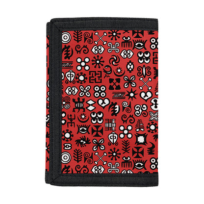 Red Adinkra Tribe Symbols Print Trifold Wallet