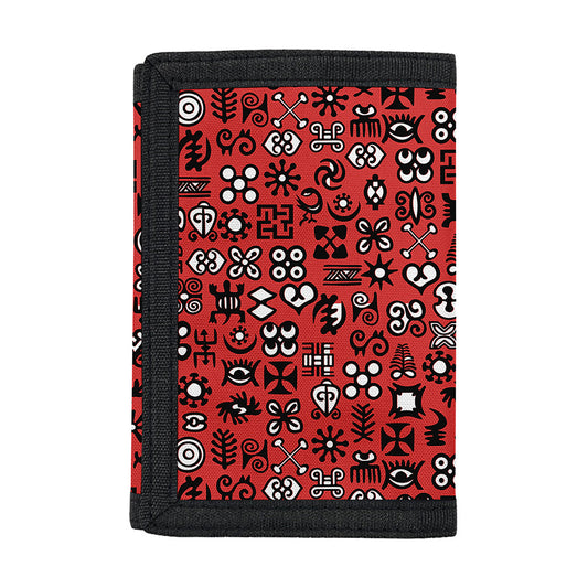 Red Adinkra Tribe Symbols Print Trifold Wallet