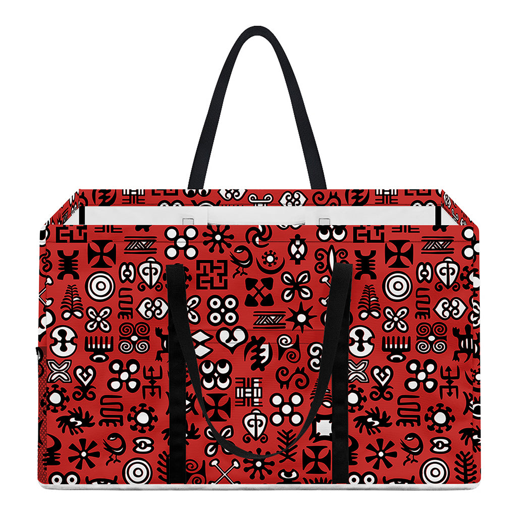 Red Adinkra Tribe Symbols Print Utility Tote Bag