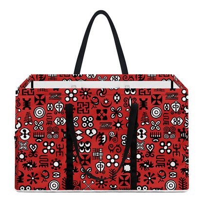 Red Adinkra Tribe Symbols Print Utility Tote Bag