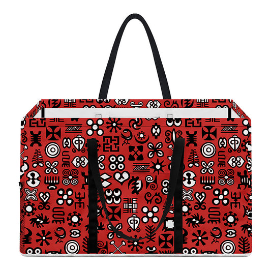 Red Adinkra Tribe Symbols Print Utility Tote Bag