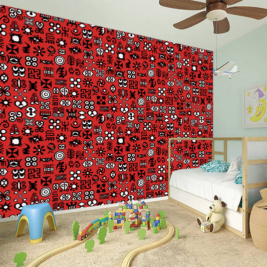Red Adinkra Tribe Symbols Print Wall Sticker