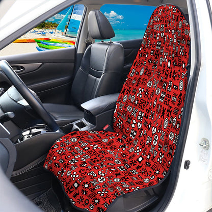 Red Adinkra Tribe Symbols Print Waterproof Car Seat Cover