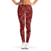 Red Adinkra Tribe Symbols Print Women's Leggings