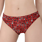 Red Adinkra Tribe Symbols Print Women's Panties