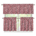Red African Adinkra Tribe Symbols 3 Piece Kitchen Curtains