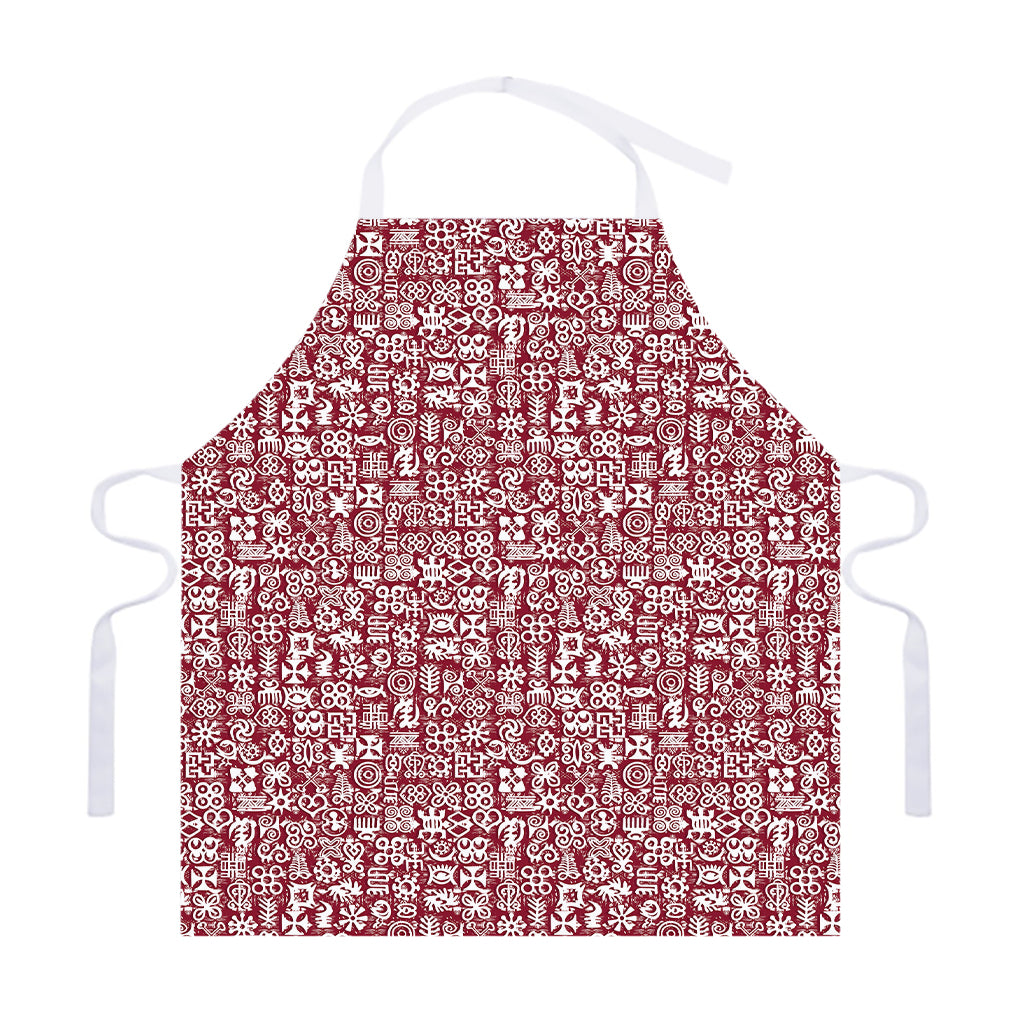 Red African Adinkra Tribe Symbols Adjustable Apron