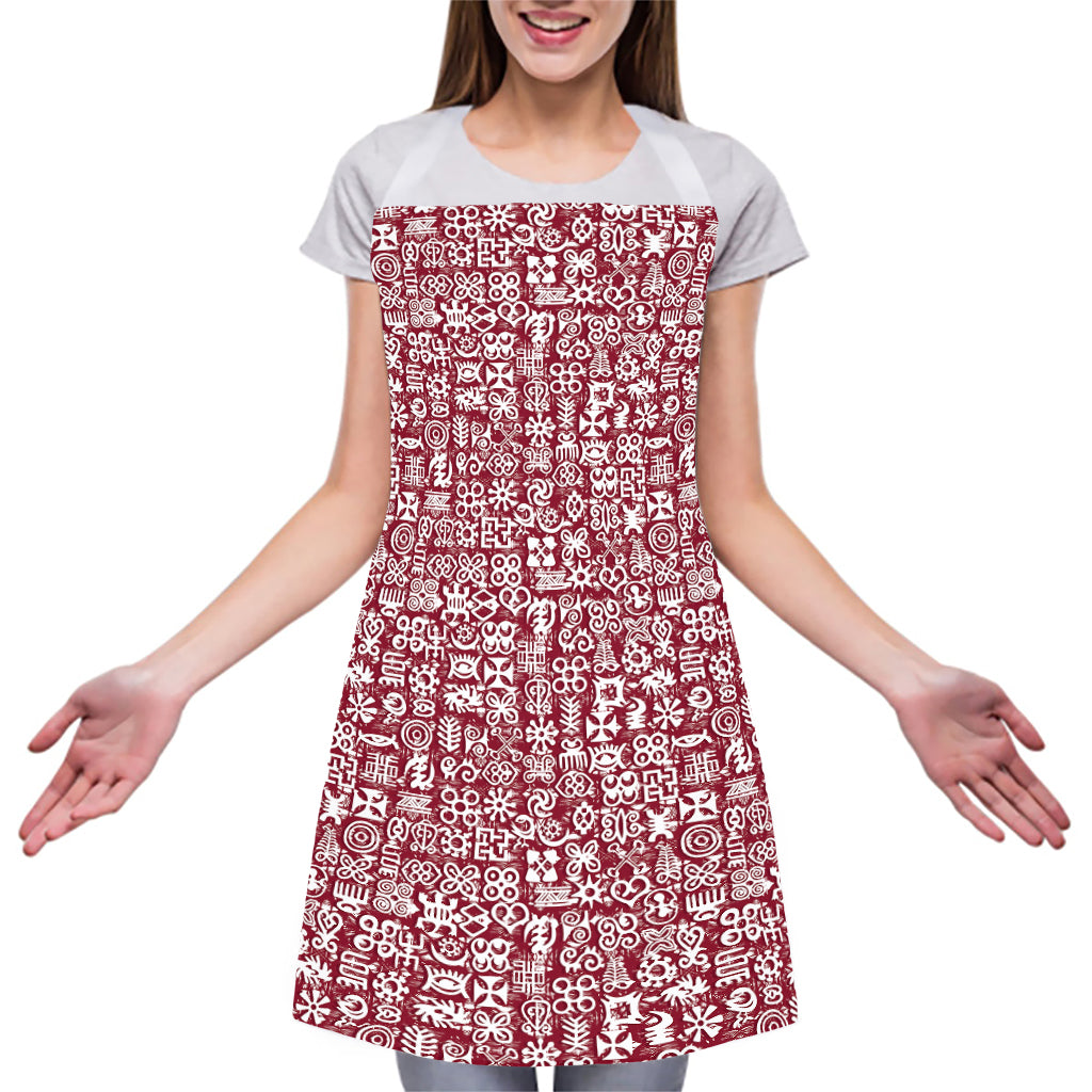 Red African Adinkra Tribe Symbols Adjustable Apron