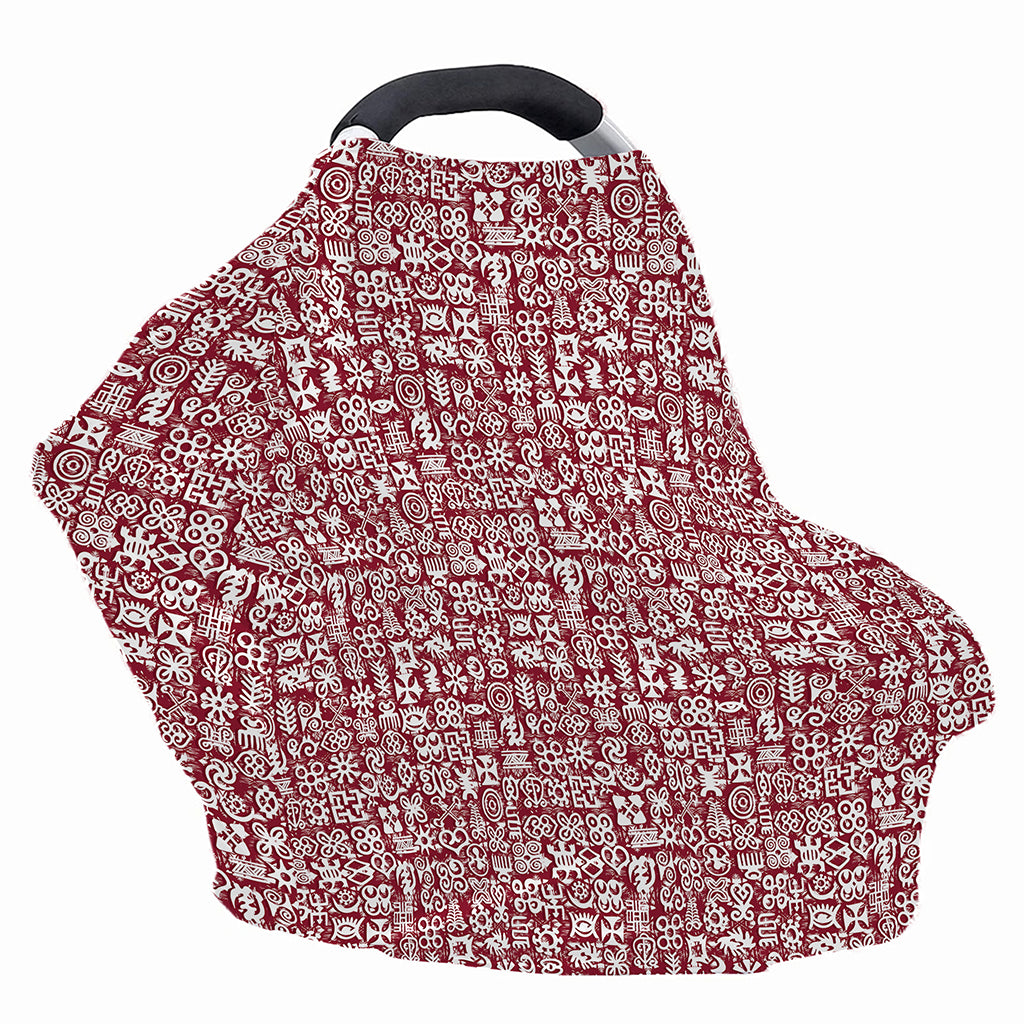 Red African Adinkra Tribe Symbols Baby Seat Cover