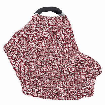 Red African Adinkra Tribe Symbols Baby Seat Cover